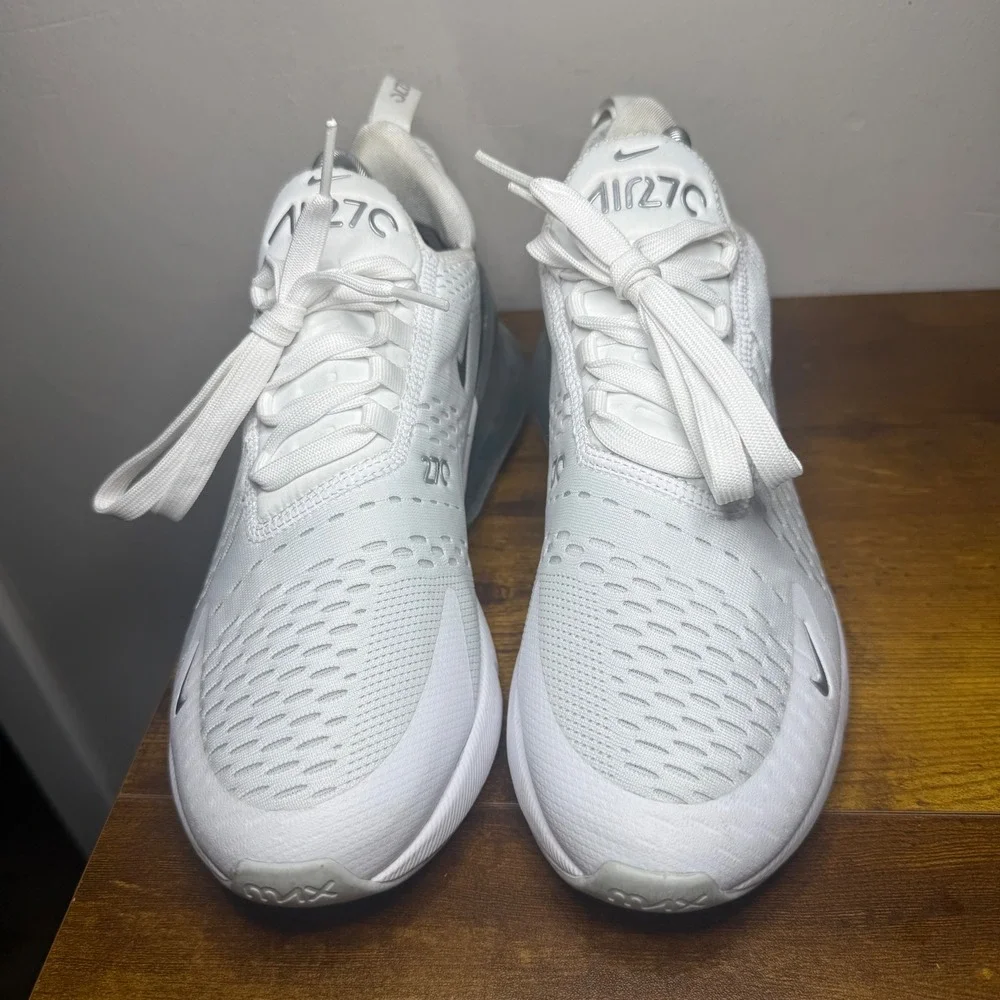 Nike Air Max 270 Running Shoes Womens Size 10 White Silver DX0114-100